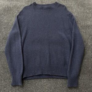 Vintage Horne's Sweater Mens Large Navy Wool Blend Crewneck Made USA 80s